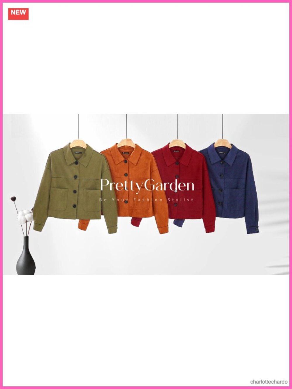 Faux Suede Lightweight Cropped Jacket with Patch Pockets - Picture 6 of 6